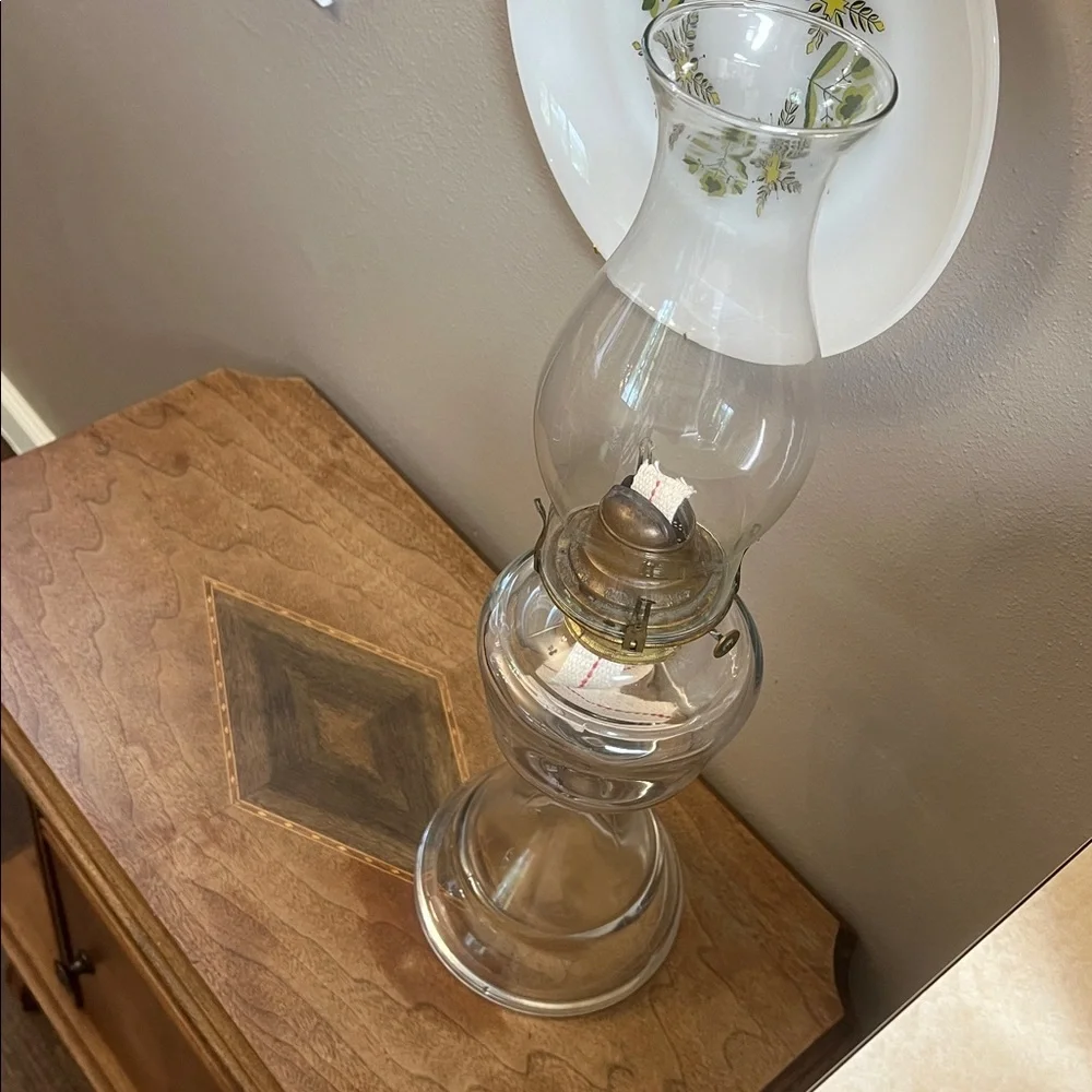 Vintage  glass hurricane  oil lamp